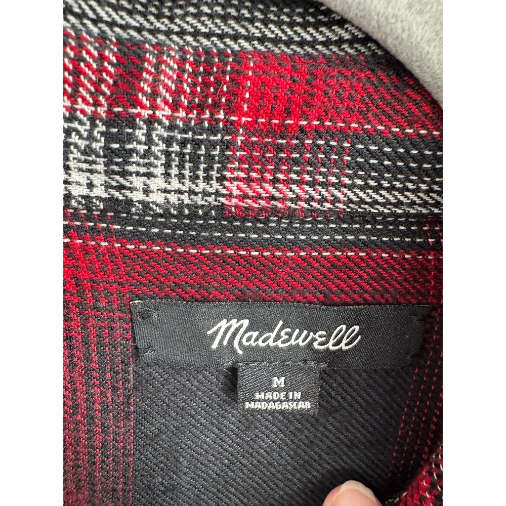 Madewell Button Down Shirt Womens Medium Red Plaid Flannel High Low Hem - Picture 4 of 7